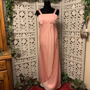 VERONICA’s SHINY PINK SLEEVELESS LONG FORMAL DRESS GOWN